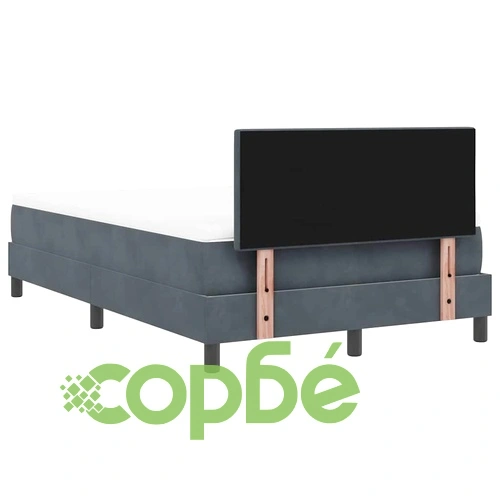 Легло с пружинирана основа и матрак тъмносив 120x190 см кадифе с LED осветление ➤ топ цена ➤ sorbe.bg
