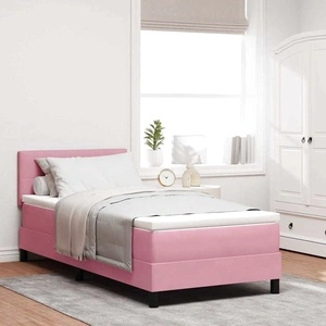 Легло с пружинирана основа и матрак с LED осветление 120x200 см розово кадифе