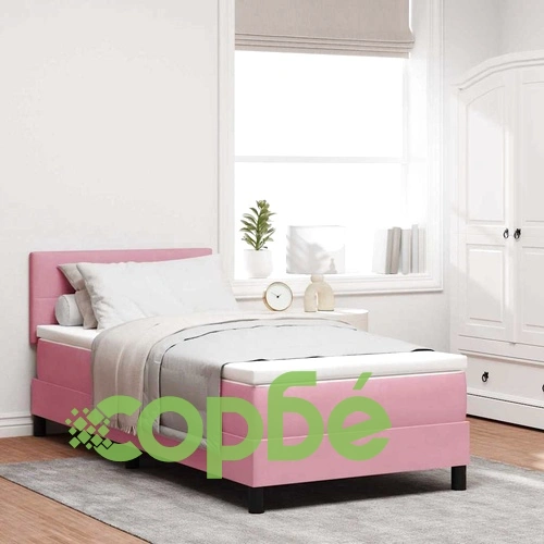 Легло с пружинирана основа и матрак с LED осветление 120x200 см розово кадифе ➤ топ цена ➤ sorbe.bg