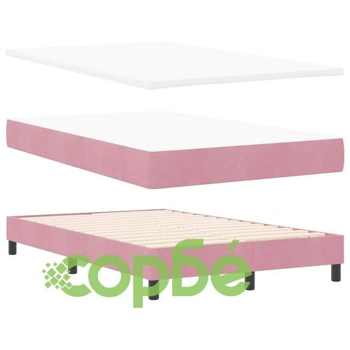 Легло с пружинирана основа и матрак с LED осветление 120x200 см розово кадифе ➤ топ цена ➤ sorbe.bg