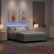 Легло с пружинирана основа и матрак с LED осветление светлосиво 160x200 см кадифе
