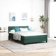 Легло с пружинирана основа и матрак с LED осветление тъмнозелено кадифе 160x200 см