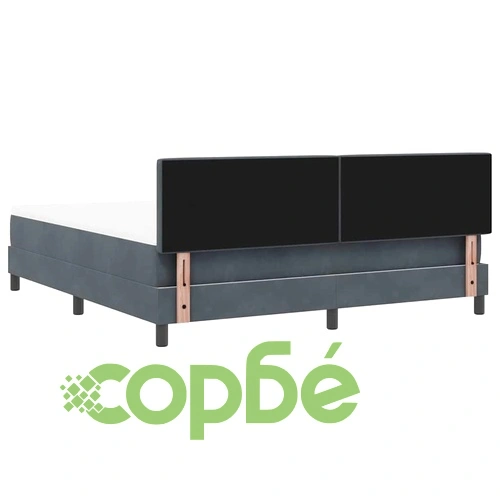 Кадифено легло с пружинирана основа и LED осветление тъмносив 180x200 см ➤ топ цена ➤ sorbe.bg
