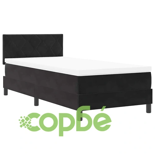 Легло с пружинирана основа и матрак с LED осветление черно кадифе 90x190 см ➤ топ цена ➤ sorbe.bg