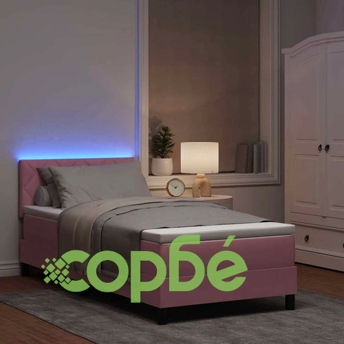 Легло с пружинирана основа и матрак розово 90x190 см кадифе ➤ топ цена ➤ sorbe.bg