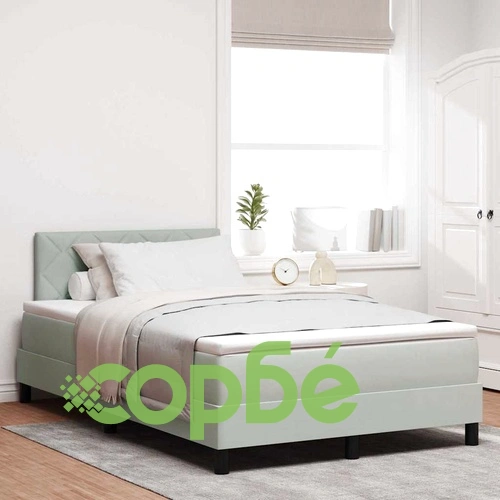 Легло с пружинна основа и матрак светлосиво 120x190 см кадифе с LED осветление ➤ топ цена ➤ sorbe.bg