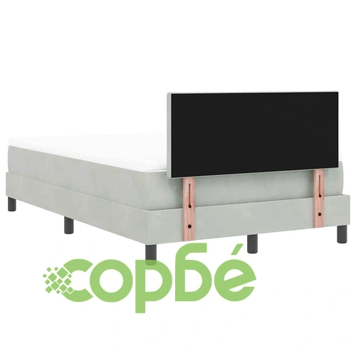 Легло с пружинна основа и матрак светлосиво 120x190 см кадифе с LED осветление ➤ топ цена ➤ sorbe.bg