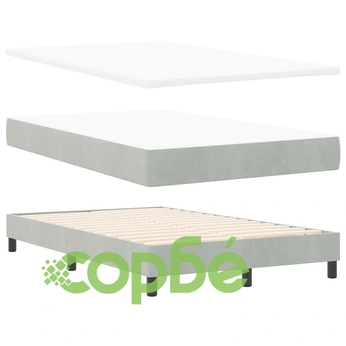 Легло с пружинна основа и матрак светлосиво 120x190 см кадифе с LED осветление ➤ топ цена ➤ sorbe.bg