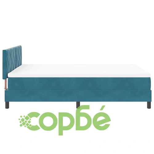 Кадифено легло с пружинирана основа и матрак 140x200 см тъмносиньо с LED ➤ топ цена ➤ sorbe.bg