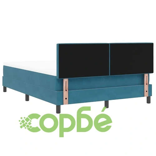 Кадифено легло с пружинирана основа и матрак 140x200 см тъмносиньо с LED ➤ топ цена ➤ sorbe.bg