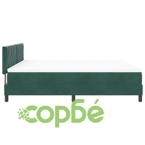 Легло с пружинирана основа и матрак Тъмнозелено кадифе 180x200 см с LED осветление ➤ топ цена ➤ sorbe.bg