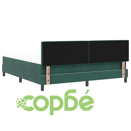 Легло с пружинирана основа и матрак Тъмнозелено кадифе 180x200 см с LED осветление ➤ топ цена ➤ sorbe.bg