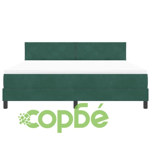 Легло с пружинирана основа и матрак Тъмнозелено кадифе 180x200 см с LED осветление ➤ топ цена ➤ sorbe.bg