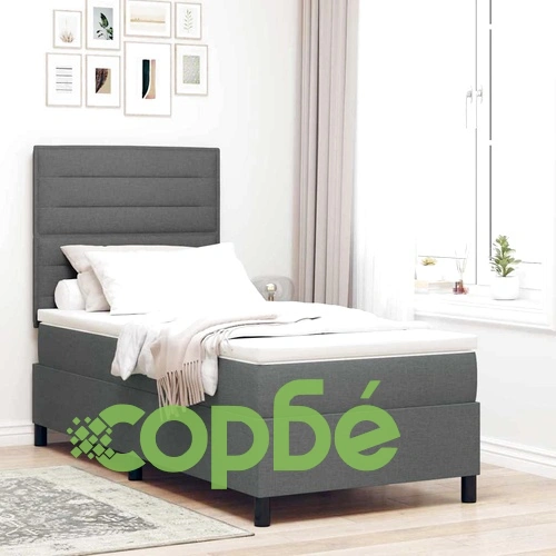 Легло с пружинирана основа и LED осветление тъмносив 80x200 см текстил ➤ топ цена ➤ sorbe.bg