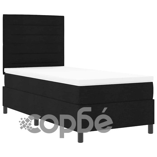 Легло с пружинирана основа и матрак с LED осветление 90x190 см черно текстил ➤ топ цена ➤ sorbe.bg
