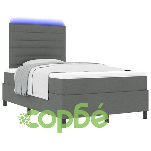 Легло с пружинирана основа и LED осветление тъмносив 120x190 см текстил ➤ топ цена ➤ sorbe.bg