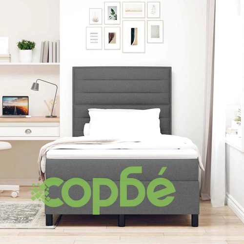 Легло с пружинирана основа и LED осветление тъмносив 120x190 см текстил ➤ топ цена ➤ sorbe.bg