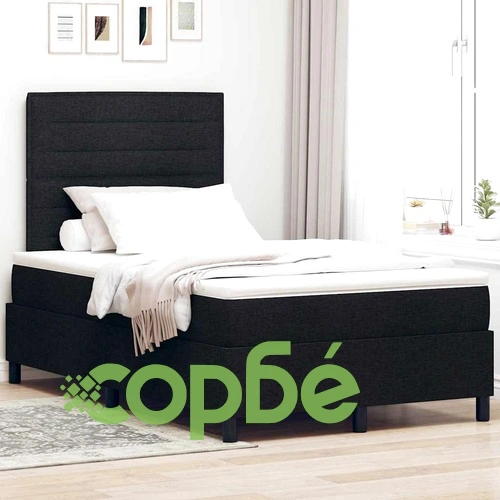 Легло с пружинирана основа и матрак с LED осветление - черно 120x190 см текстил ➤ топ цена ➤ sorbe.bg