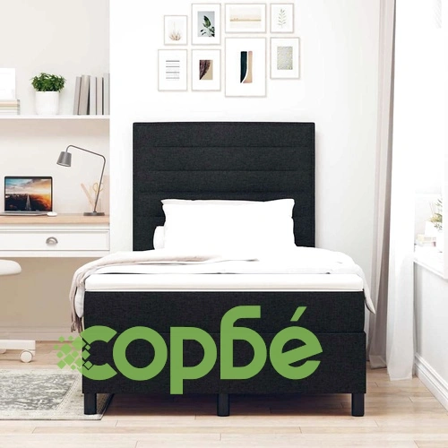 Легло с пружинирана основа и матрак с LED осветление - черно 120x190 см текстил ➤ топ цена ➤ sorbe.bg