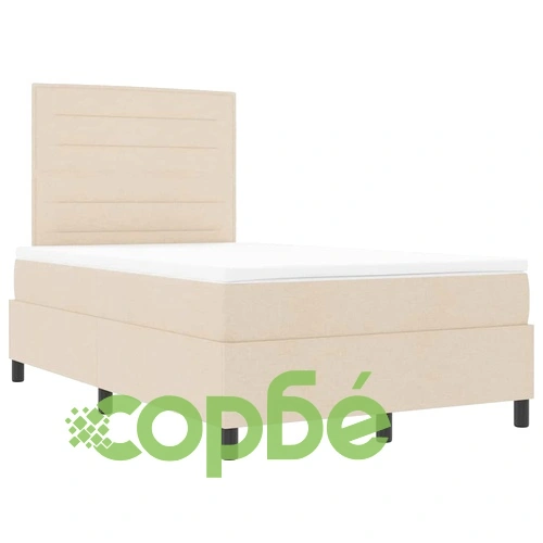 Легло с пружинирана основа и матрак крем 120x190 см текстил с LED осветление ➤ топ цена ➤ sorbe.bg