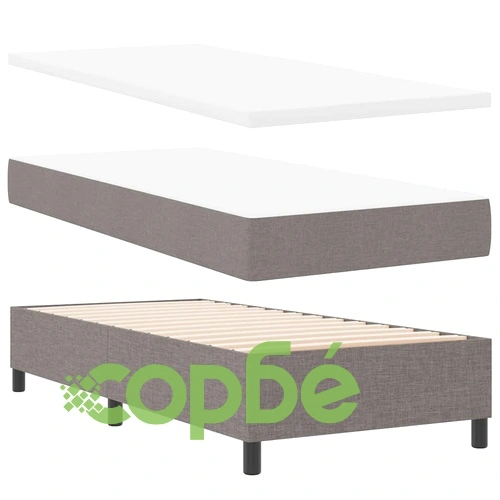 Легло с пружинирана основа, матрак и LED осветление Таупе 90 x 190 cm, текстил ➤ топ цена ➤ sorbe.bg