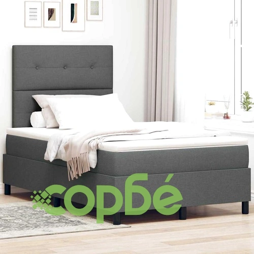 Легло с пружинирана основа и LED осветление тъмносив 120x190 см текстил ➤ топ цена ➤ sorbe.bg