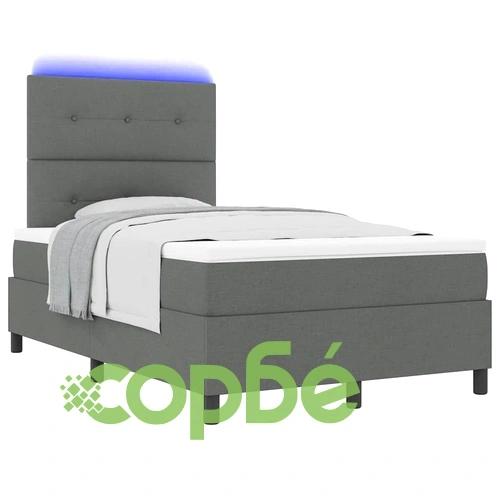 Легло с пружинирана основа и LED осветление тъмносив 120x190 см текстил ➤ топ цена ➤ sorbe.bg