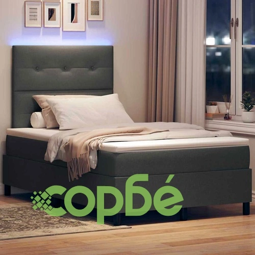 Легло с пружинирана основа и LED осветление тъмносив 120x190 см текстил ➤ топ цена ➤ sorbe.bg