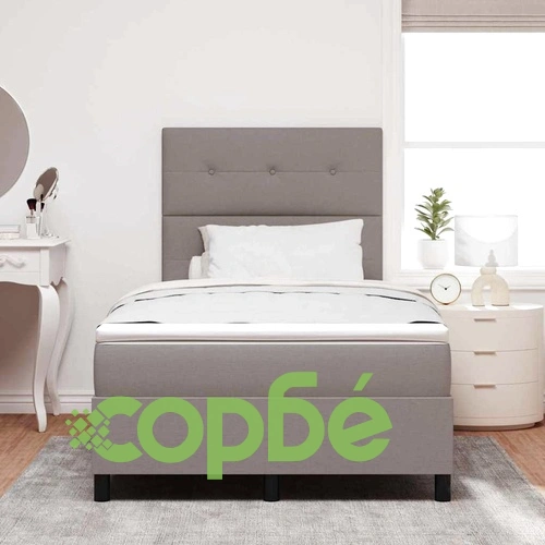 Легло с пружинирана основа и матрак с LED осветление Таупе 120x190 см текстил ➤ топ цена ➤ sorbe.bg