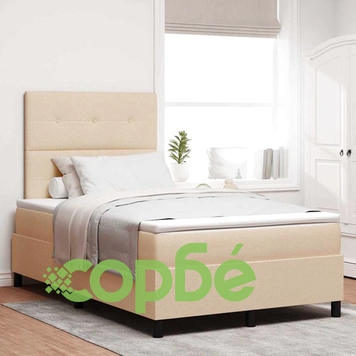 Легло с пружинирана основа и матрак с LED осветление крем 120x190 см текстил ➤ топ цена ➤ sorbe.bg