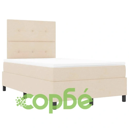Легло с пружинирана основа и матрак с LED осветление крем 120x190 см текстил ➤ топ цена ➤ sorbe.bg
