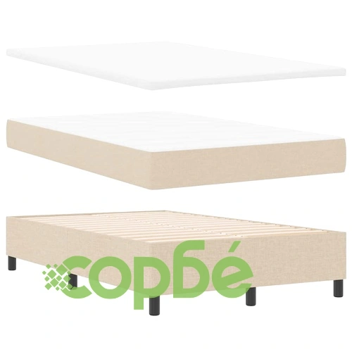 Легло с пружинирана основа и матрак с LED осветление крем 120x190 см текстил ➤ топ цена ➤ sorbe.bg