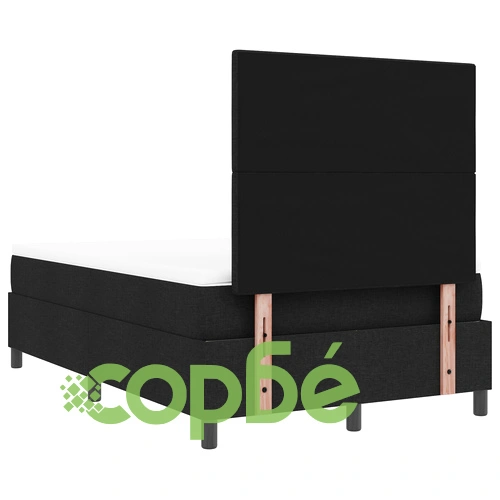 Леглови каркас с матрак 120 x 200 см - Черен текстил с LED осветление ➤ топ цена ➤ sorbe.bg