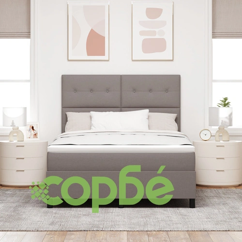 Рамка за легло с матрак от текстил в сиво, 140 x 190 см, с LED осветление ➤ топ цена ➤ sorbe.bg
