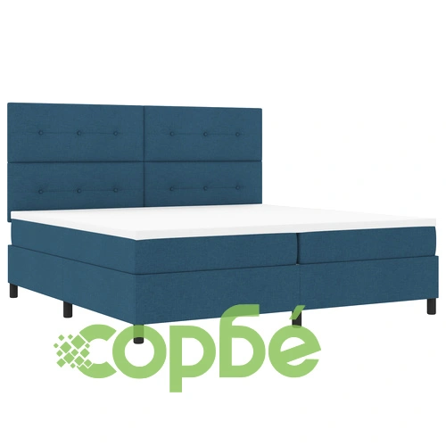 Луксозно тапицирано легло с LED осветление и кутия пружина 200x200 см - Синьо ➤ топ цена ➤ sorbe.bg