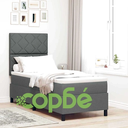 Легло с пружинирана основа и LED осветление 80x200 см тъмносиво текстил ➤ топ цена ➤ sorbe.bg