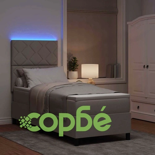Легло с пружинирана основа и матрак с LED осветление таупе 80x200 см текстил ➤ топ цена ➤ sorbe.bg