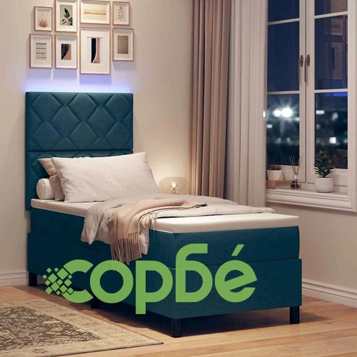 Легло с пружинирана основа и матрак със LED осветление синьо 80x200 см текстил ➤ топ цена ➤ sorbe.bg