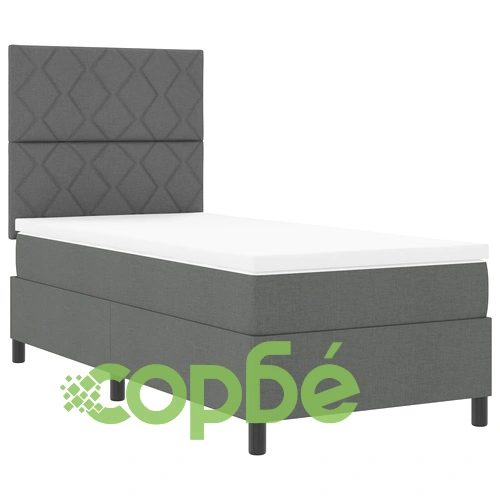 Легло с пружини, матрак и LED осветление, тъмносиво, 90x200 см, текстил ➤ топ цена ➤ sorbe.bg