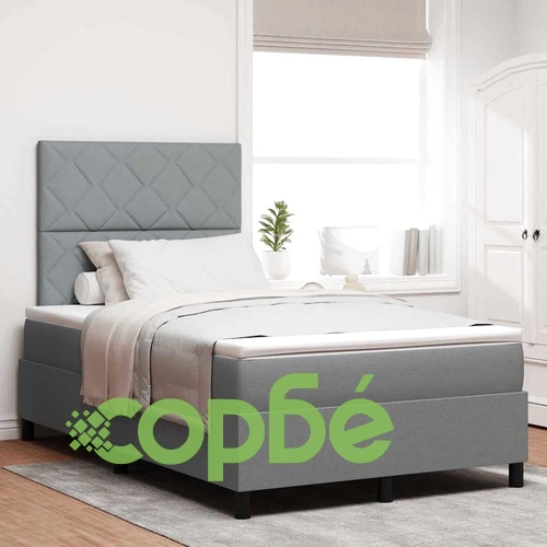 Легло с пружинирана основа и LED осветление 120x190 см светлосиво текстил ➤ топ цена ➤ sorbe.bg