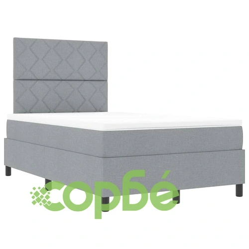 Легло с пружинирана основа и LED осветление 120x190 см светлосиво текстил ➤ топ цена ➤ sorbe.bg