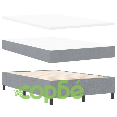 Легло с пружинирана основа и LED осветление 120x190 см светлосиво текстил ➤ топ цена ➤ sorbe.bg