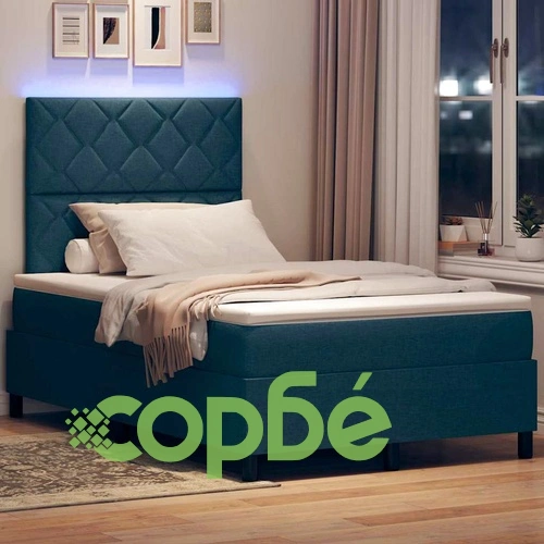 Легло с пружинирана основа и матрак с LED осветление синьо 120x190 см текстил ➤ топ цена ➤ sorbe.bg