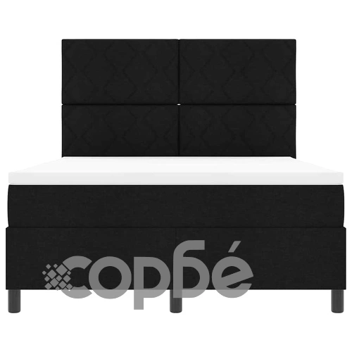 Легло с пружинирана основа, матрак и LED осветление 140 x 190 cm Черно Текстил ➤ топ цена ➤ sorbe.bg