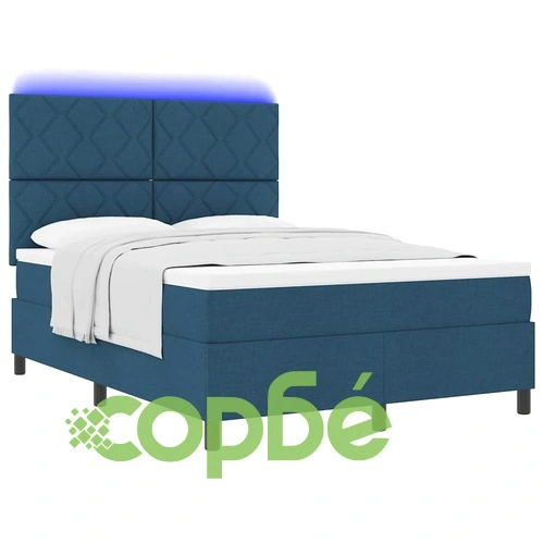 Легло с пружинирана основа и матрак със LED осветление синьо 140x200 см текстил ➤ топ цена ➤ sorbe.bg