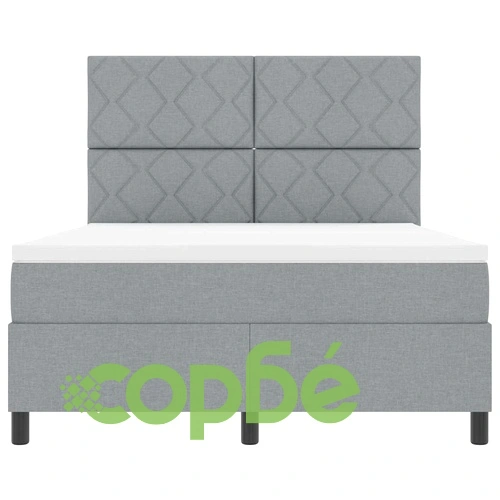 Легло с пружинирана основа и матрак светлосиво 160x200 см текстил с LED осветление ➤ топ цена ➤ sorbe.bg