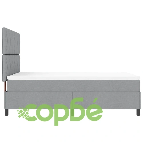 Легло с пружинирана основа и матрак светлосиво 160x200 см текстил с LED осветление ➤ топ цена ➤ sorbe.bg