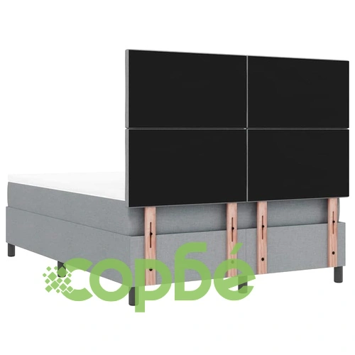 Легло с пружинирана основа и матрак светлосиво 160x200 см текстил с LED осветление ➤ топ цена ➤ sorbe.bg