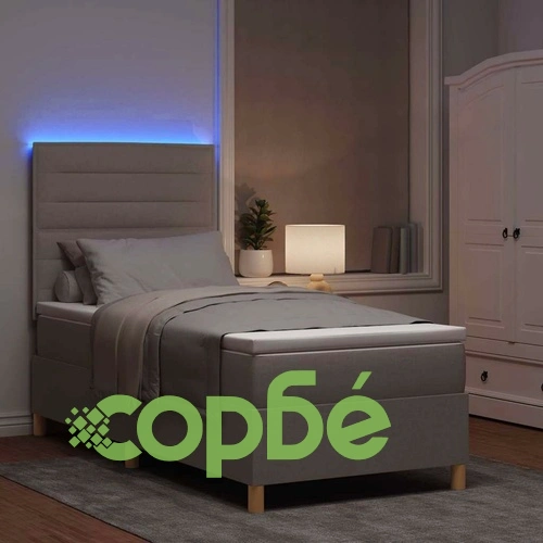 Легло с пружинирана основа и матрак с LED осветление таупе 80x200 см текстил ➤ топ цена ➤ sorbe.bg