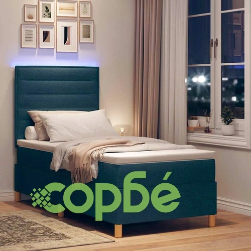 Легло с пружинна основа и матрак с LED осветление синьо 90x200 см текстил ➤ топ цена ➤ sorbe.bg